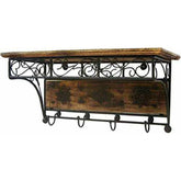Wooden and Wrought Iron Wall Bracket with Holder Hooks - Decorlay